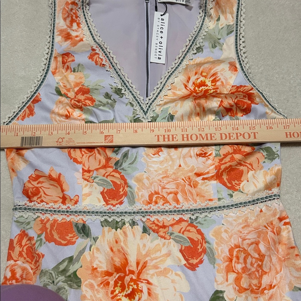 Alice+Olivia Garden Dusty Orchids Cotton Dress size 10 NWT - Picture 8 of 10
